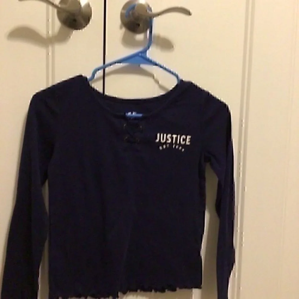 Justice Girls size 12 navy  top tie detail at neck